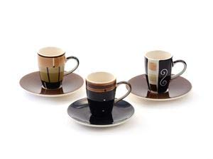 Set 3 Tazze Espresso In Ceramica Sao Paulo - Design Diversi Con Piattini | Lavabili In Microonde E Lavastoviglie 0,07 L - 4