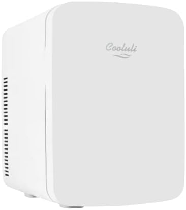 Cooluli 15L Mini Fridge for Bedroom - Car, Office Desk & College Dorm Room - 12v Portable Cooler & Warmer for Food, Drinks, Skincare, Beauty & Makeup - AC/DC Small Refrigerator with Glass Front, Black