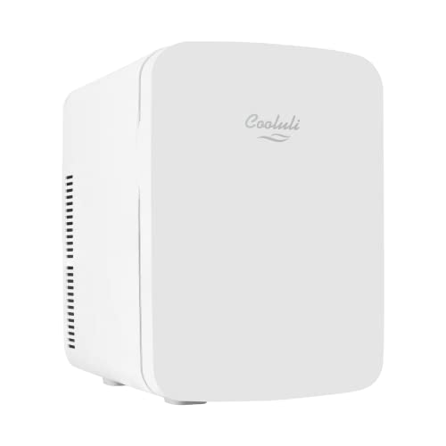 Cooluli 15L Mini Fridge for Bedroom, Car, Office Desk & College Dorm - 12V Portable Cooler & Warmer for Food, Drinks, Skincare - AC/DC Small Refrigerator with Glass Front, White by Cooluli - Used condition - US$73.70
