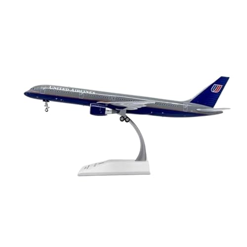 Maquette avion B757-200 1/200 en alliage gris de collection avec train d'atterrissage
