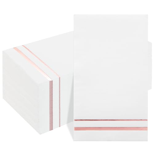 BUCLA 100-Count 3-Ply Rose Gold Napkins - Rose Gold Dinner Napkins Disposable Premium Quality - Paper Napkins Soft Absorbent for Parties & Weddings