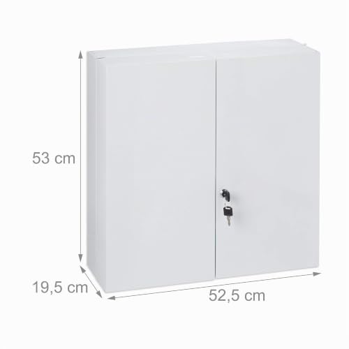 Armario botiquín de acero resistente con cerradura y doble puerta minimalista blanca 4