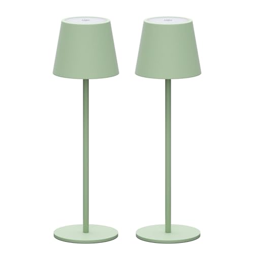 Klighten Lot de 2 LED Dimmable Lampe de Bureau à batterie, Vert Lampe de Table Rechargeable avec...