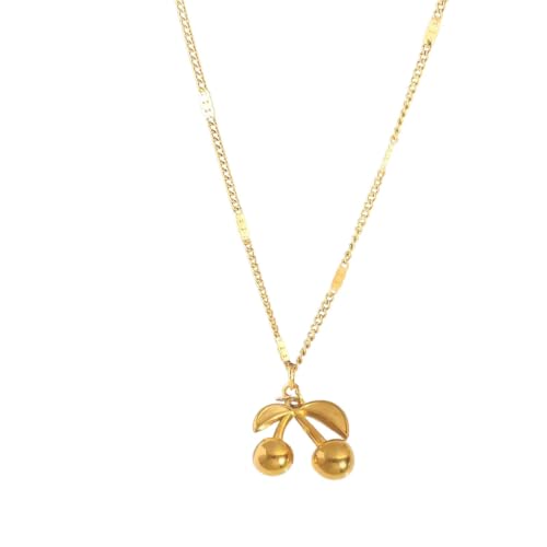 Collier cerise dorée pour femme au pendentif mignon et tendance