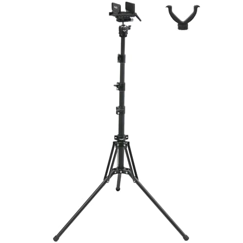 HUNTPAL Hunting Tripod Stand Shooting Stick Gun Rifle Rest with Gun Clamp, Ball Head and V Yoke, 16