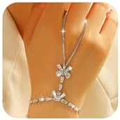 Adjustable Hand Chain Bracelet for Women,16K Hand Bracelet with C...