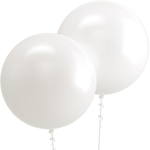 Image of Bezente Pro Duralatex White Extra-Thick Balloons 12 Pack 24 inch | White Balloons for Graduation Retirement Wedding Birthday Engagement Bridal Shower Party Backdrop Decorations