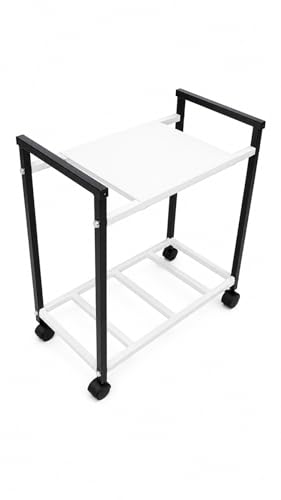 Image of ROHC Heavy Duty Metal Inverter Trolley for Home with Wheels - Inverter Battery Trolley Stand, Rust Proof Black Inverter & UPS Battery Storage Rack for Single Battery (Universal Fit) (White)