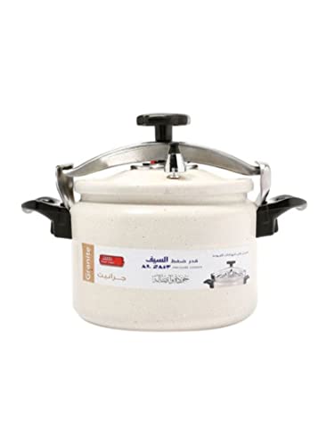ALSAIF Aluminum Granite Pressure Cooker Size: 7 Liter Color: Pearl White Model: K98007/PW 5 Years warranty