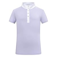 Imperial Riding Kinder Turniershirt IRH Basic Glam, Kurzarm Reitshirt mit Stehkragen, leicht und atmungsaktiv, Blauregen, 152