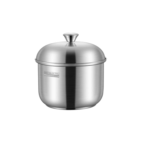 Greabuy Cuenco de acero inoxidable para mezclar con tapa, taza de vapor, cuenco de sopa de vapor, grueso para cocinar huevos al vapor, fácil de