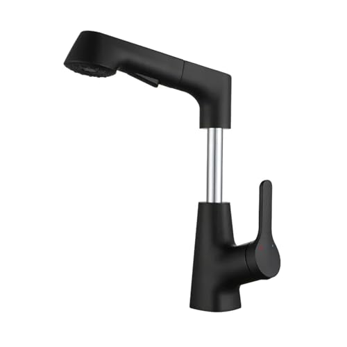 Grifo de lavabo monomando negro con caño giratorio 360 y ducha extraíble