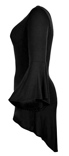 Dare2BStylish Women Plus Size High Low Bell Sleeve Gothic Blouse Tunic Top2