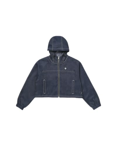SYNTHETIC DENIM HOODED JACKET LADIES NAVY S