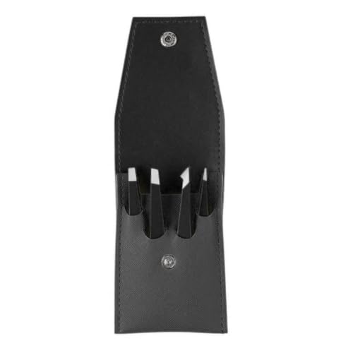 4 Pinzas profesionales para vello facial con estuche y espejo plegable. Pinzas con revestimiento antideslizante para eliminar puntos negros, vellos encarnados y pestañas