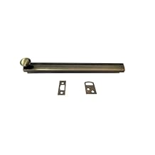 QCAA Heavy Duty Solid Brass Concealed Surface Bolt, 6", Brushed Antique Brass, 1 Pack, Made in Taiwan