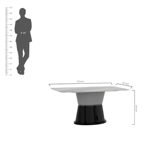 Image of Royaloak Lucca Italian Marble Dining Table | 5D Printed Natural Stone Top | Rounded Corners & Curved Edges | Hourglass Base with Leatherette Detail | 6 Seater Dining Table | Italian Collection