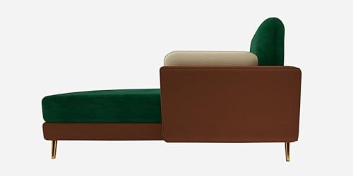 Image of Black Wood Modern Velvet LHS Sectional Sofa (3 + Lounger) with Extra Luxury Comfort for Bedroom, Living Room, Dining Room, Drawing Room, Home Office in Bug Resistant Wood Structure