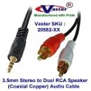 Audio Cable, 24K 3.5mm Stereo to Dual RCA Speaker Audio Cable 50 Ft