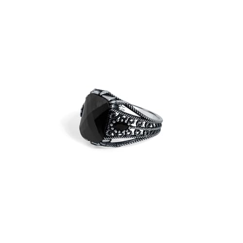 Image of Raajraani Midnight Bloom 925 Sterling Silver Ring for Men, Oxidised Silver Finish | Gift for Him (7.5Gms)