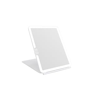 deweisn Folding Lighted Makeup Mirror with 72 LEDs 3 Colors Light Modes USB Rechargable 1800mA Batteries Portable Ultra Thin Compact Vanity Mirror Dimmable Travel Mirror