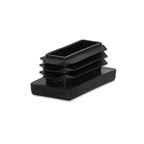 Image of Flyshop 8 Pack Black Chair Glide Inserts Plastic Plugs Rectangle Pipe Tubing End Caps 20 x 50 mm, 13 /16 inch x 2 inch