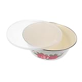 Saladier en émail : surface lisse, facile à nettoyer et à utiliser sans vous blesser les mains, bol