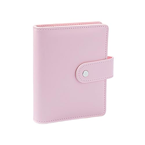 NatSumeBasics A7 Binder Cover Pink Faux Leather Budget Binder Planner Notebook Cover for A7 Refillable Sheet Photo Card Sleeves Organizer (Pink)