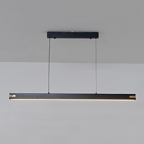 Lampe Suspendue Noire LED : Lustre Linéaire Minimaliste pour Îlot de Cuisine