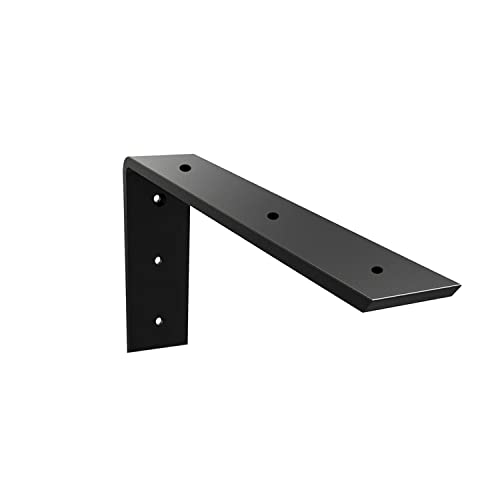 WINKER - Soporte de apoyo para encimera muy resistente oculto en L, de metal, para encimeras de cuarzo, granito, madera, hormigón, laminado, paquete de 1, 25,4 x 15,2 x 6,4 cm, negro