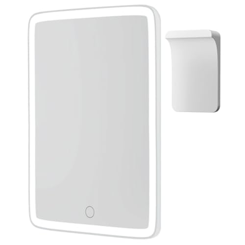 Mavoro Specchio per il trucco a LED, 17,8 x 22,9 cm, ricaricabile, da viaggio, con supporto, montaggio a parete, prodotto di bellezza per spogliatoio o da viaggio, controllo touch e portatile, con