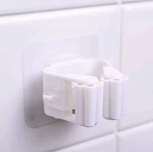 Suporte De Vassoura Rodo Mop Gancho Adesivo de Parede (Branco)