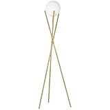 HOMCOM Stehlampe Tripod Stehleuchte 40W moderne Standleuchte mit E27 Fassung für Wohnzimmer Schlafzimmer Büro Ø25,5cm Lampenschirm Stahl Kunststoff Gold+Weiß 56,5 x 56,5 x 174 cm