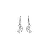 LUXENTER Pendientes de Aro de Plata De Ley 925 con Circonita Brillante acabados en Rodio. Color Plata. Joyas para Mujer -Modelo Lisvau