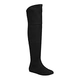 Forever Link Women Over the Knee Thigh High Flat Boots Selena 78 Suede Black 10