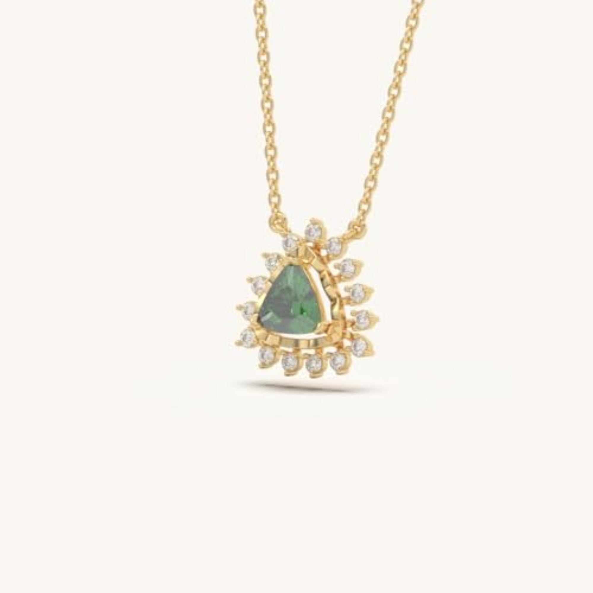 Women's Emerald Light Pendant, 925 Silver & 18KT Gold Vermeil