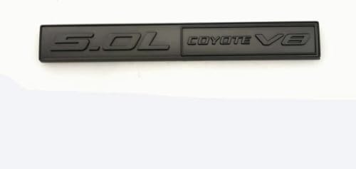 Image of 2Pc 5.0L Coyote V8 Emblems 3D Adhesive Badge V8 Engine Trim Fender Hook Trunk Decals Stickers Compatible for car (All Black)
