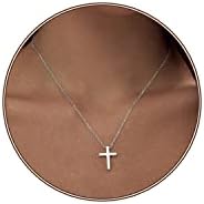 Zeffy Cross Necklace for Women 18k Silver Plated Tiny Cross Pendant Necklace for Women Simple Layered Cross Necklaces for Women Girls