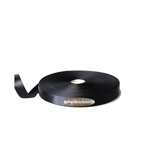 Langeo Ribbon, Fabric Ribbons 100 Yards 2Cm 3/4" Wide, Gift Wrapping Ribbon, Holiday Decorative Ribbon, Cake Box Wrapping Ribbon/Black Ribbon #TOP1