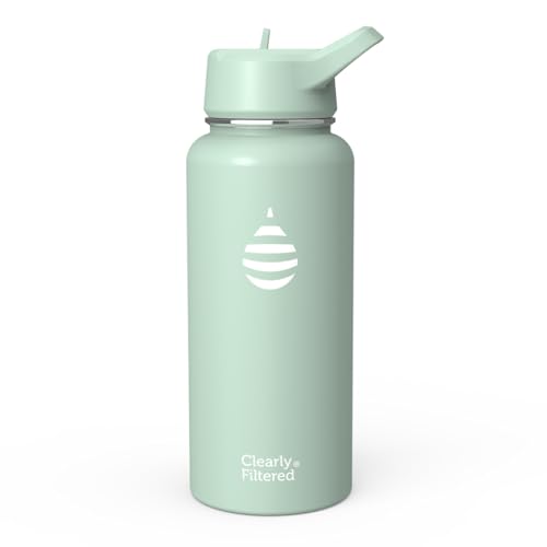 Clearly Filtered Water Bottle | Removes 220+ Contaminants, Double-Wall Insulated Stainless Steel, BPA/BPS Free, Phthalate Free, Filters Flouride Lead Chlorine (32oz, Mint)