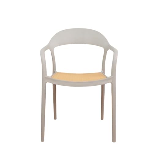 Image of Rattan Style Outdoor Chair | Set of 2 Grey Plastic Arm Chair for Garden, Balcony, Patio & Cafe | Lightweight Weather Resistant Seating | 3 Year Manufacturing Warranty