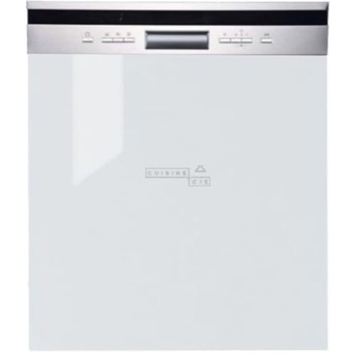 Cuisineandcie - Facade Lave Vaisselle Semi-intégrable Eco Blanc Brillant L 60 cm, Habillage de Porte Lave Vaisselle EU avec Commandes à l'extérieur