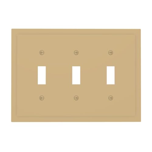 Wmhusu Light Switch Covers Light Brown Khaki 3 Gang Wall Plate Triple Light Switch Plate Toggle Decorative Outlet Covers Electrical Switchplate for Bathroom Bedroom Home Decor