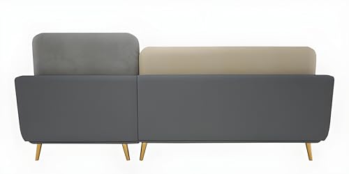 Image of Velvet Contemperory 4 Seater LHS Sofa Set Couch with Cushion Chaise Lounge Sectional Perfect for Living Room & Bedroom Guests Home & Office (LHS 4 Seater Grey & Beige)