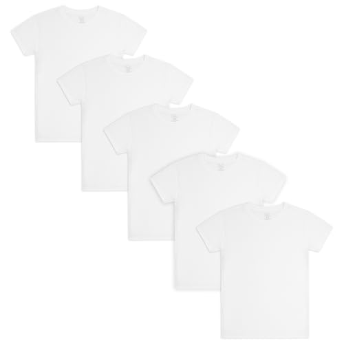 Fruit of the Loom Big Cotton T Shirt, Boys-5 Pack-White, Large