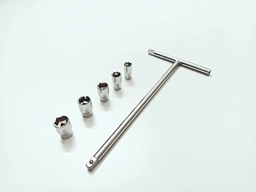 Image of 1 /4 inch T - Handle with 8, 9, 10, 11 12mm Sockets and Long Line Voltage Tester, Anti-Slip & Anti-Corrosion properties (Combo 7)