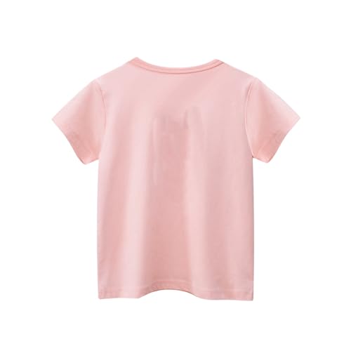 LittleSpring Girls Short Sleeve Tshirt Crewneck Print Summer Tops2
