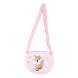 LOORGVEL Bolso de Unicornio de Peluche para Niñas Corazón Rosa Monedero Pequeño con Correa Bolso Cruzado Ligero y Compacto para Fiestas y Viajes