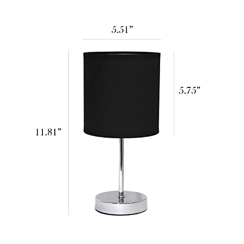 Simple Designs Lt2007-Blk Chrome Mini Basic Table Lamp With Fabric Shade, Black #TOP3