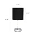 Simple Designs LT2007-BLK-2PK Chrome Mini Basic Table Lamp with Fabric Shade 2 Pack Set, Black
